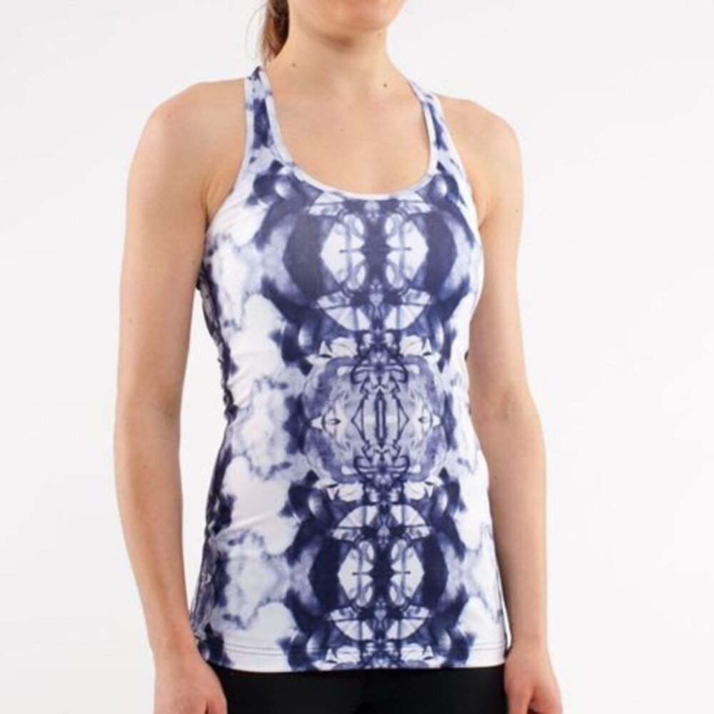 Up for sale: Lululemon Tank Top 10 nk Blot Deep Indigo Blue / White Every Yogi T